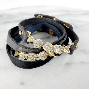Crystal Spike Cuff‎ Wrap Bracelet (gray)